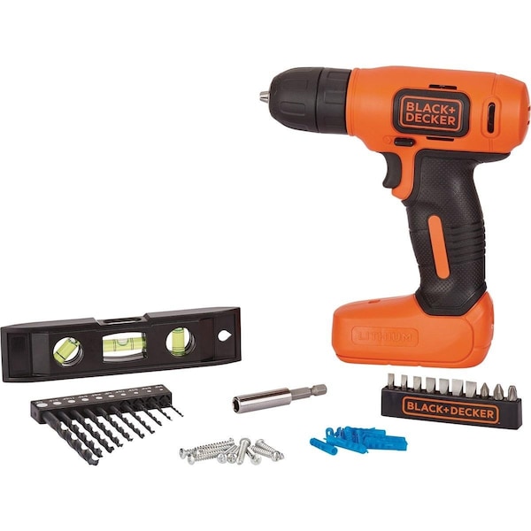 Black & Decker 8-Volt Lithium-Ion 3/8 In. Cordless Drill Home Project Kit BDCD8HDPK - main